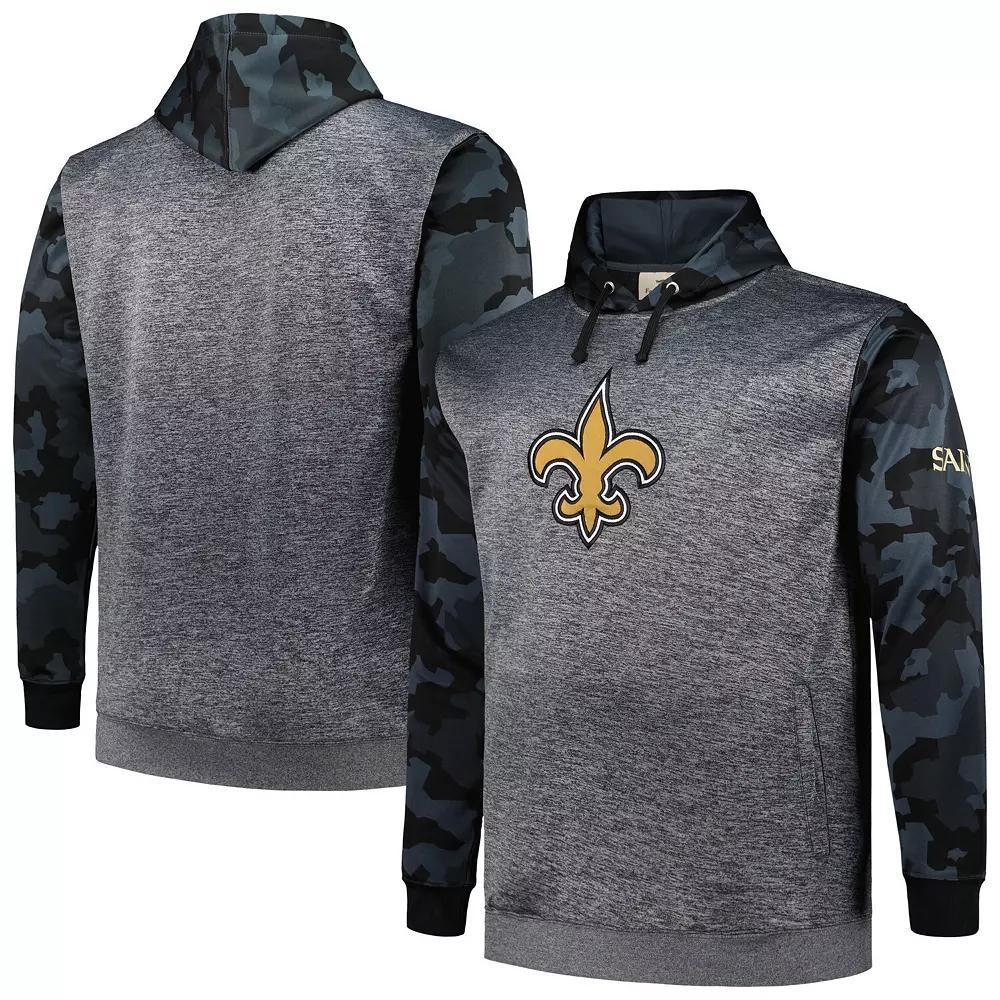 Men's Fanatics Branded Heather Charcoal New Orleans Saints Big & Tall Camo Pullover Hoodie,  Product Image