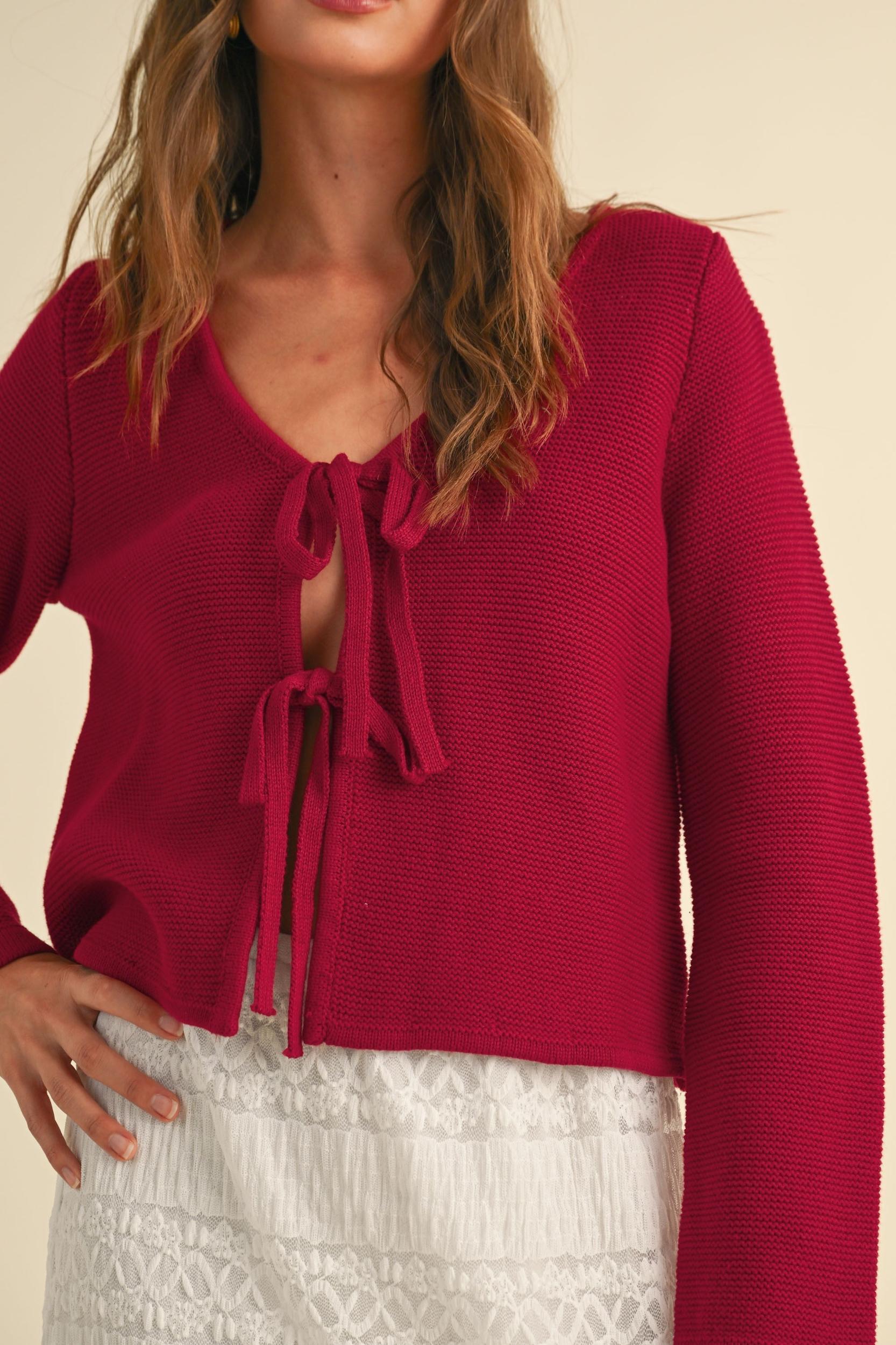 Tie Front Knit Cardigan Product Image