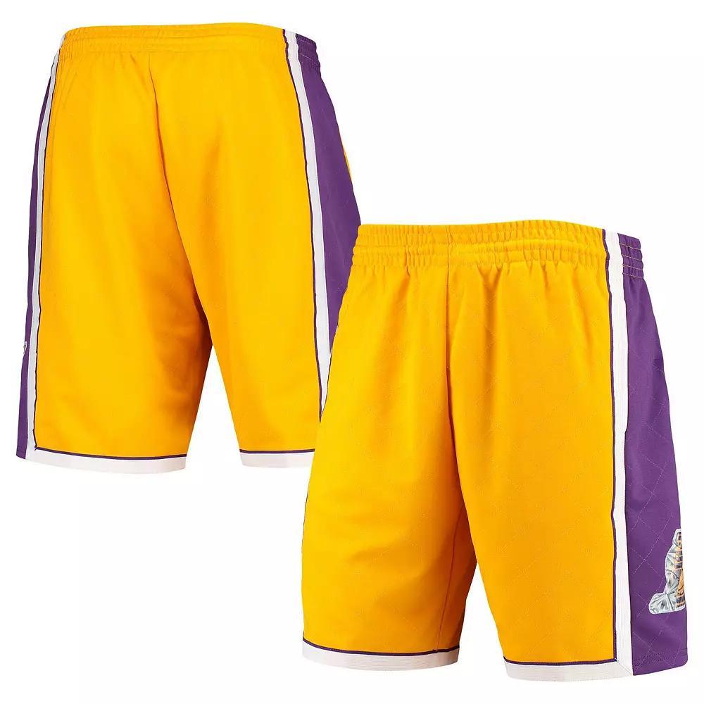 Men's Mitchell & Ness Gold Los Angeles Lakers 2009 Hardwood Classics 75th Anniversary Swingman Shorts,  Product Image