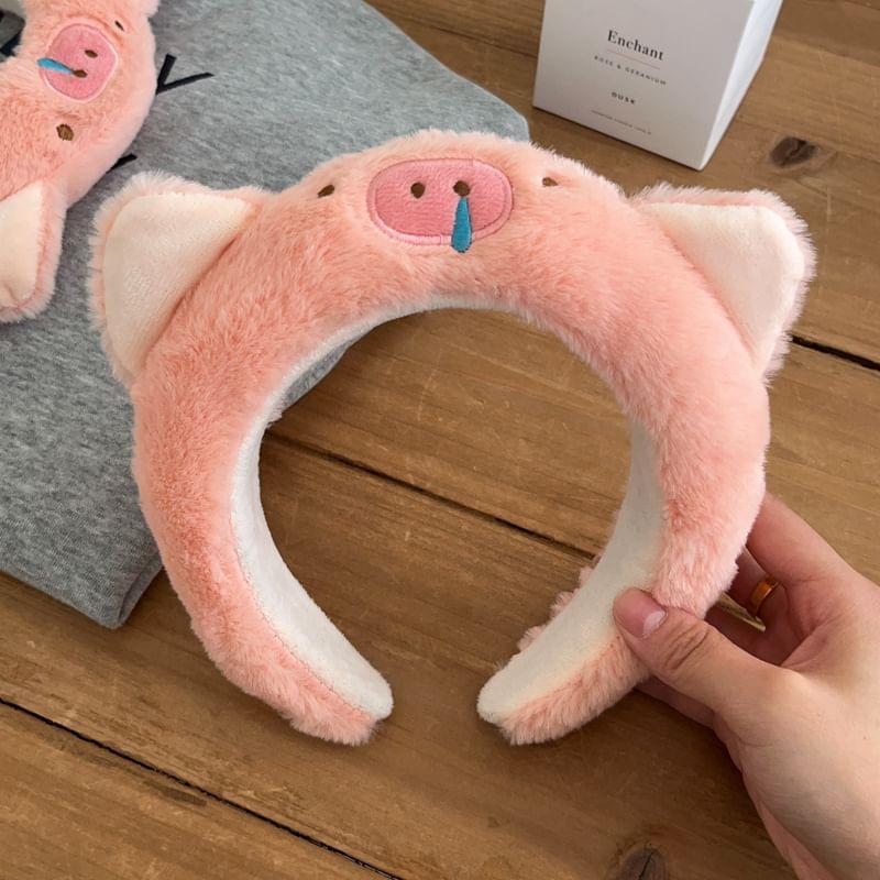 Pig Embroidered Fluffy Headband Product Image