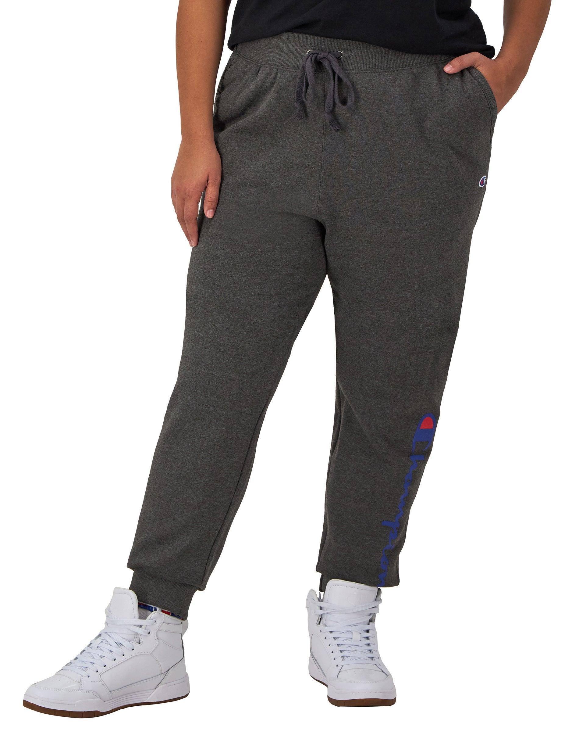 Womens Champion Powerblend Joggers, Script Logo, 29 (Plus Size) Oxford Grey 3X Product Image