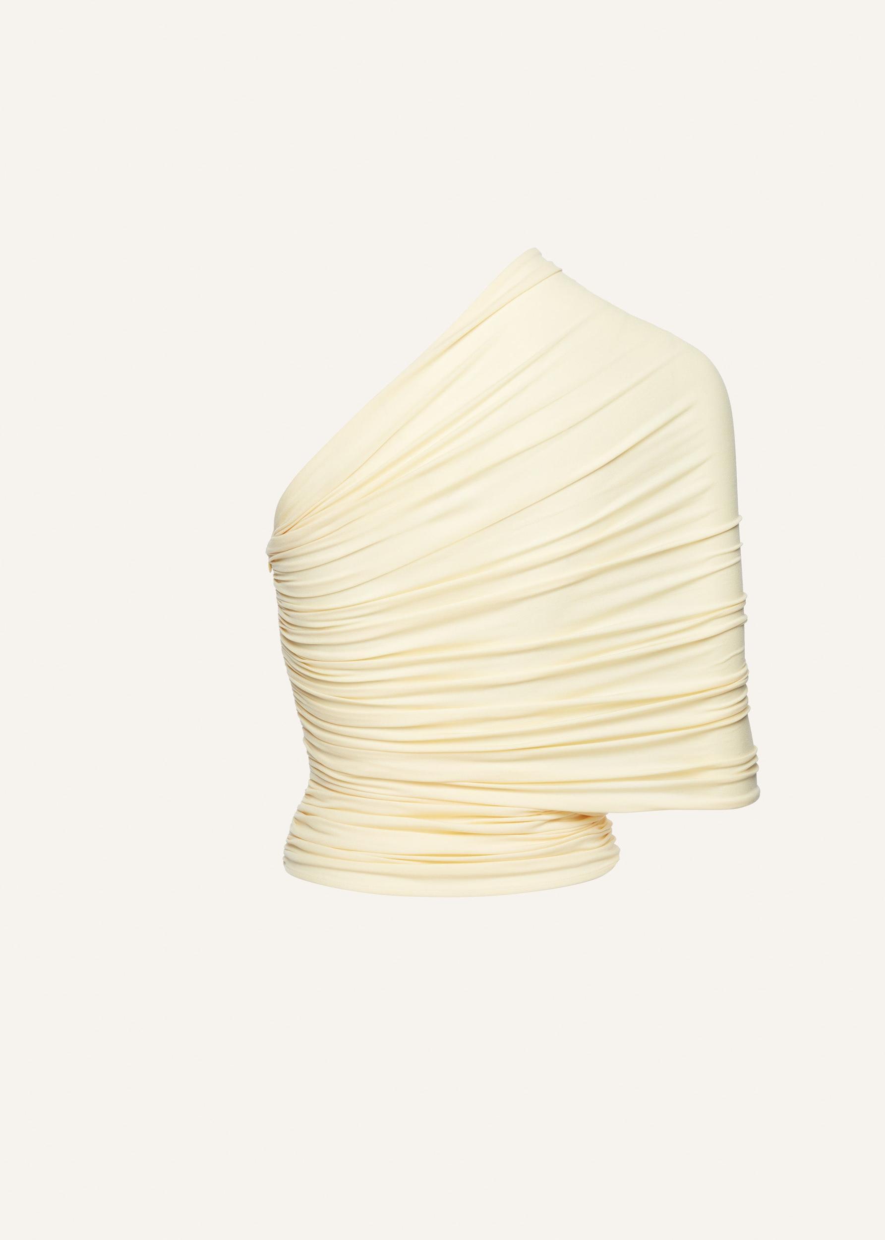 One-shoulder wrap top in yellow Product Image