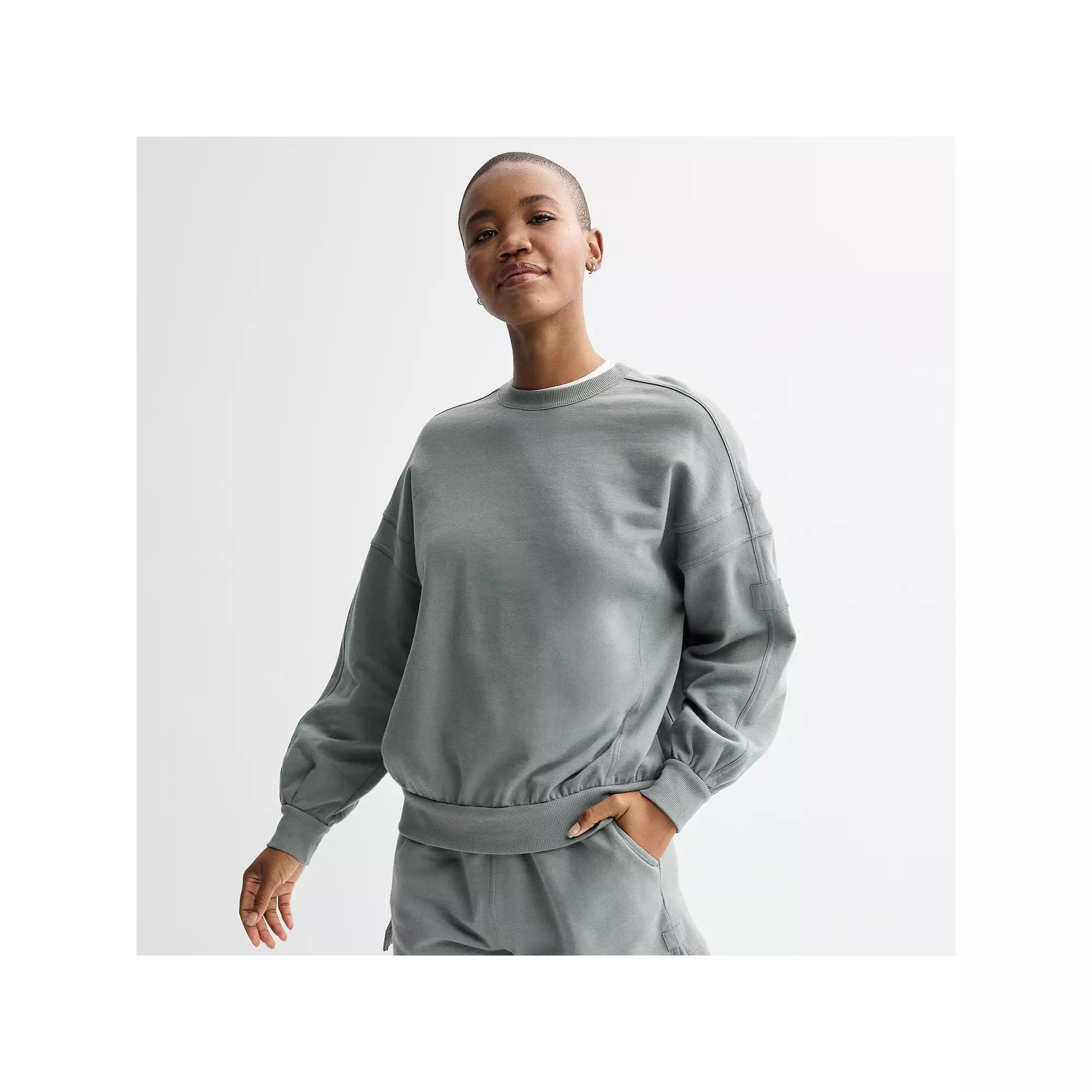 Women's FLX French Terry Oversized Crewneck Sweatshirt, Size: Medium, Ashen Silver Product Image