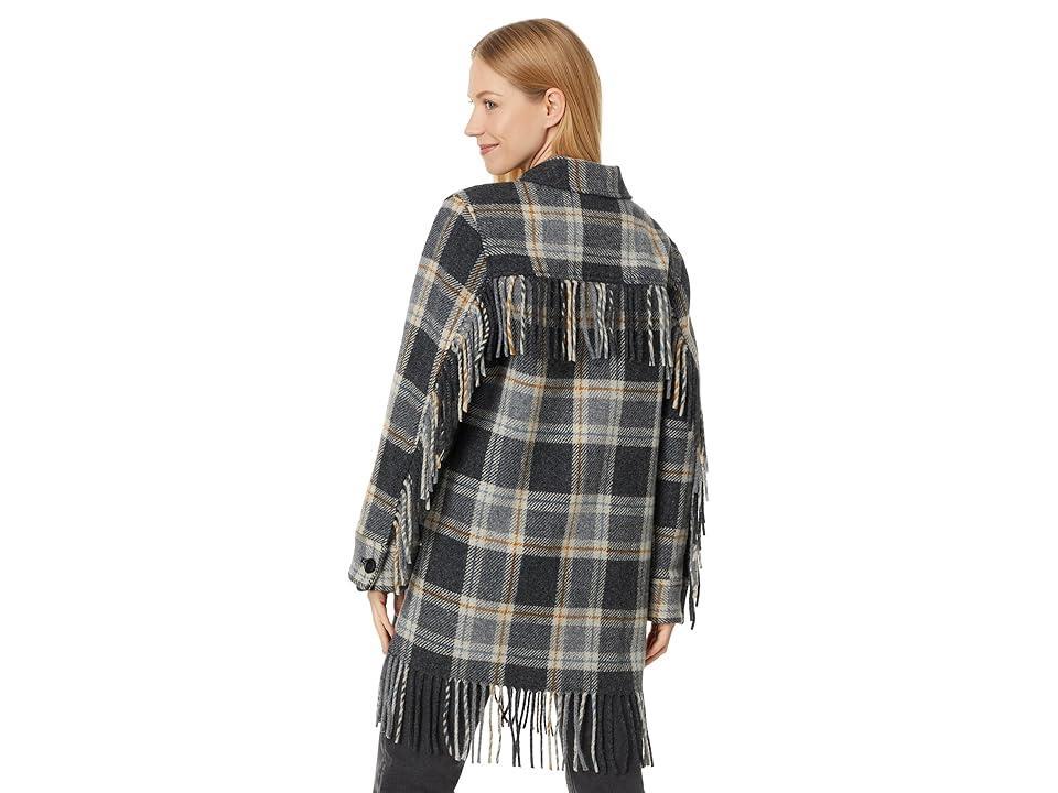 Pendleton Jolene Wool Fringe Jacket (Charcoal Mix Plaid) Women's Jacket Product Image