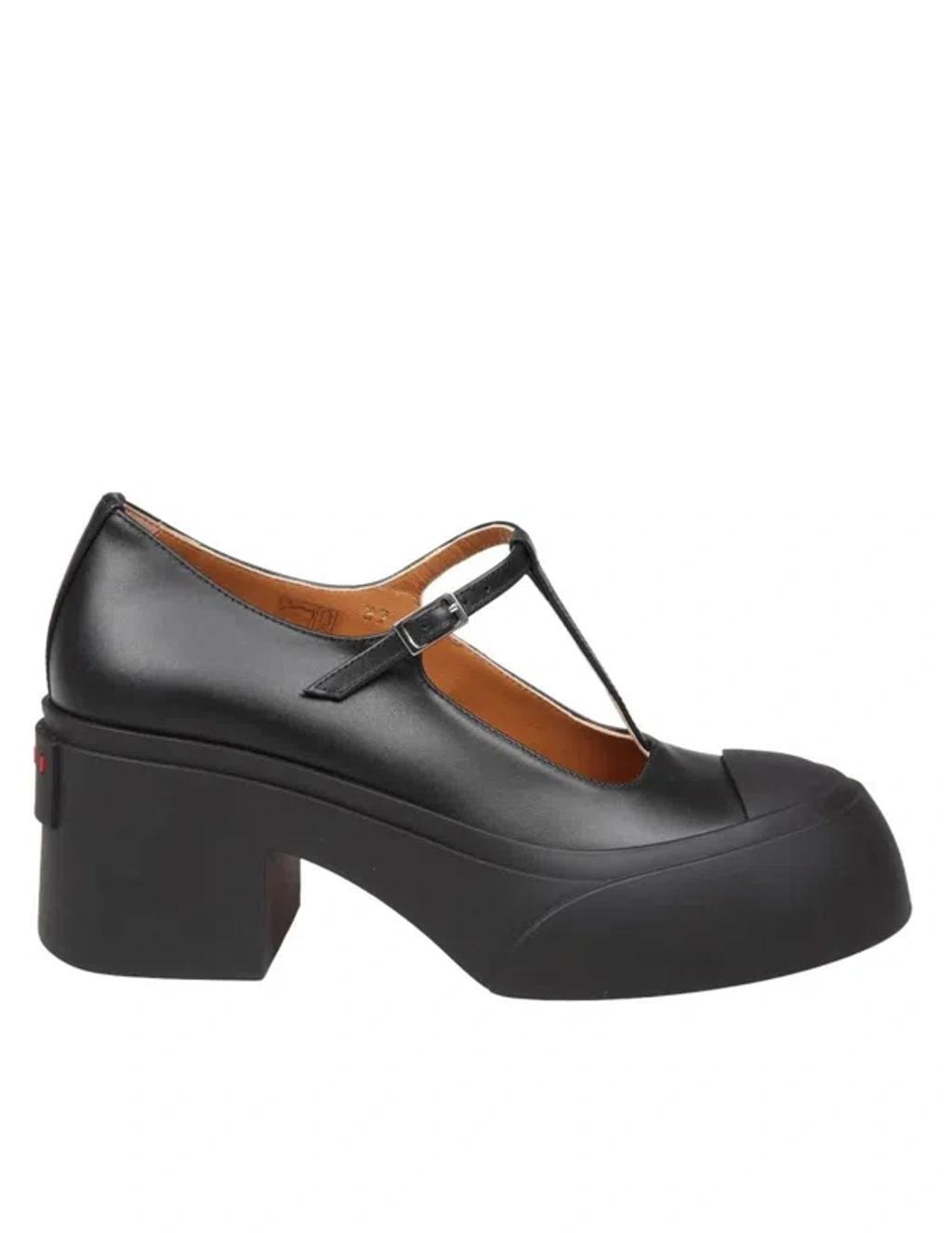 MARNI Mary Jane Shoes In Smooth Calfskin In 00n99 Product Image