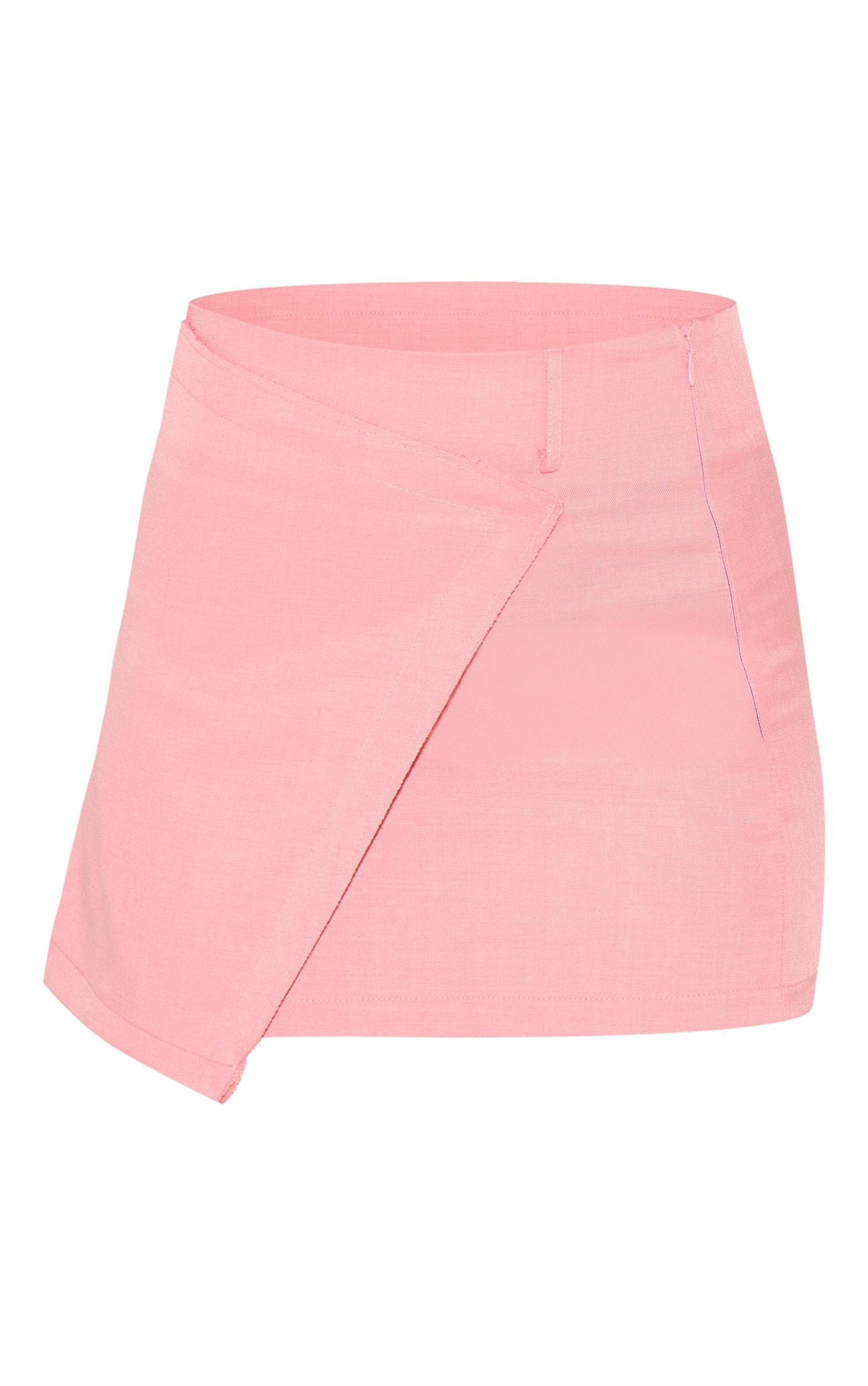  Pink Woven Raw Edge Detail Mini Skort Product Image