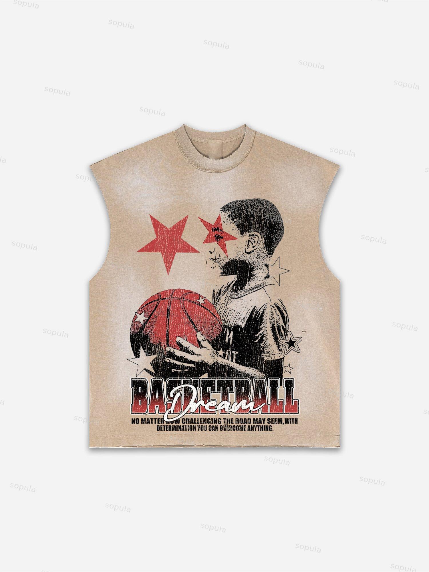 Basketball Dreams Boys Print Distressed Tank Top Product Image