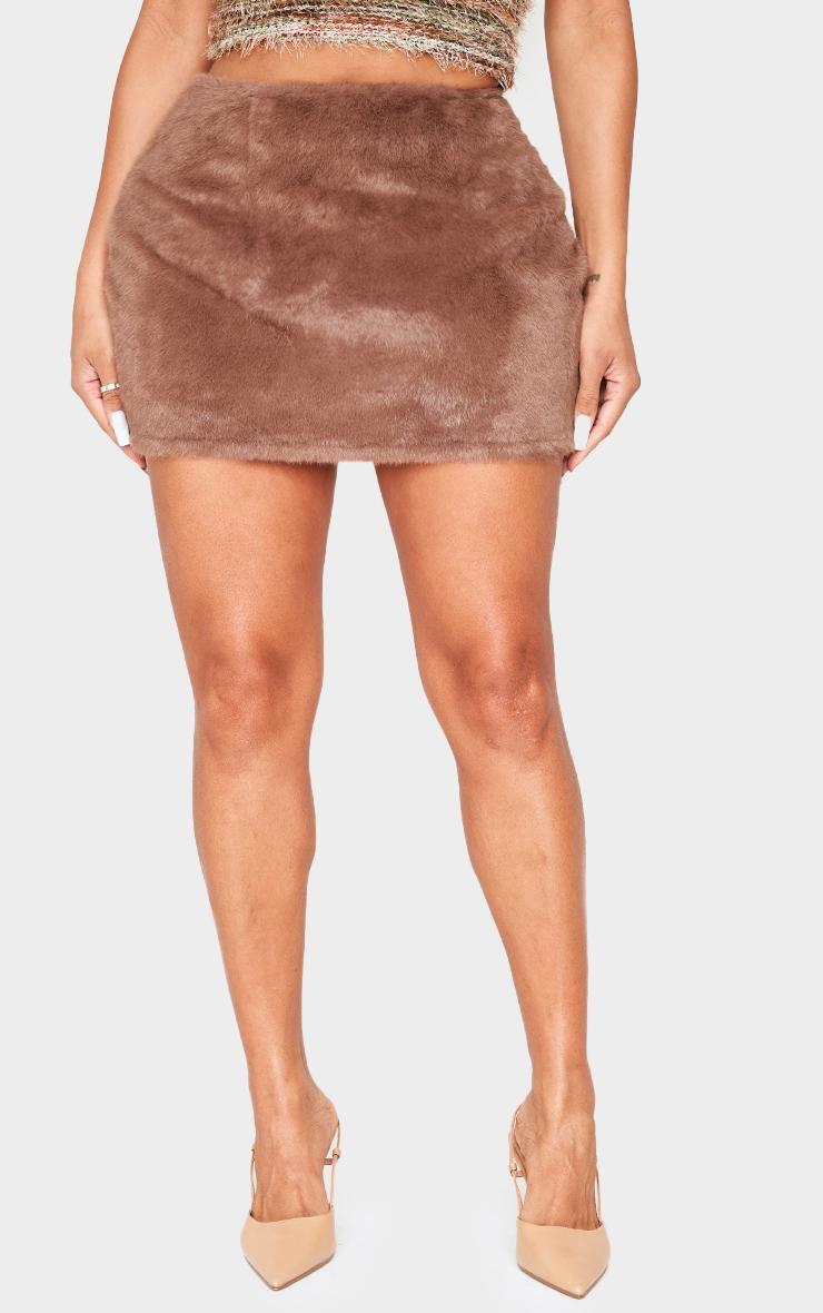 Shape Brown Fur Mini Skirt Product Image