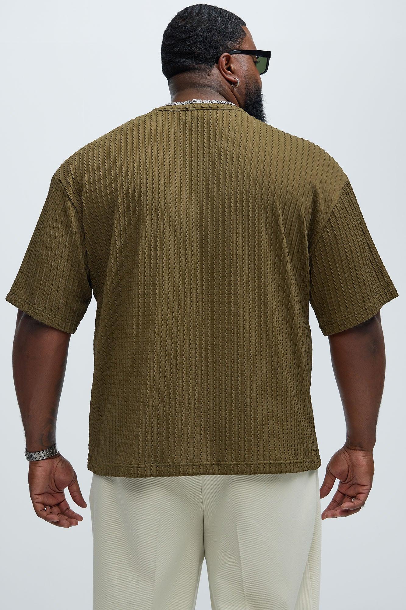 Rope Textured Relaxed Tee - Olive Product Image