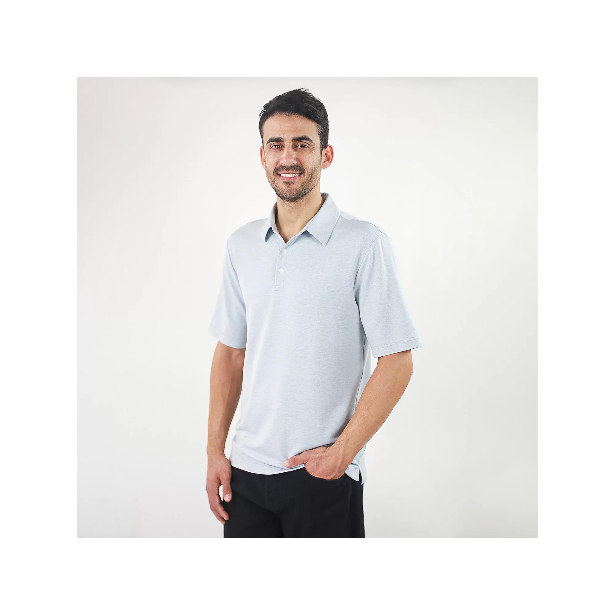 Men's JACHS NY Cloud Jersey Short Sleeve Polo, Size: Medium, Light Blue Product Image