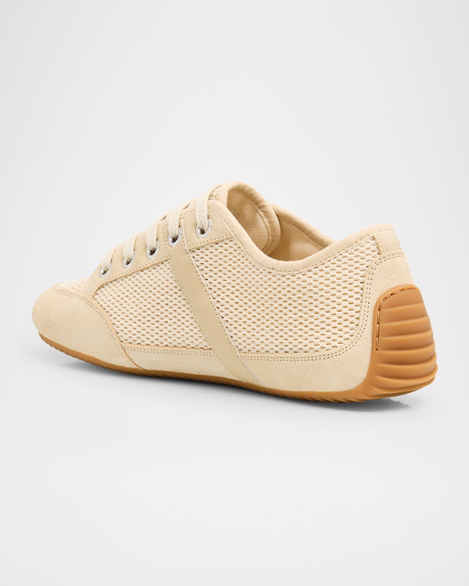 Mesh And Suede Slim Low-Top Sneakers Product Image