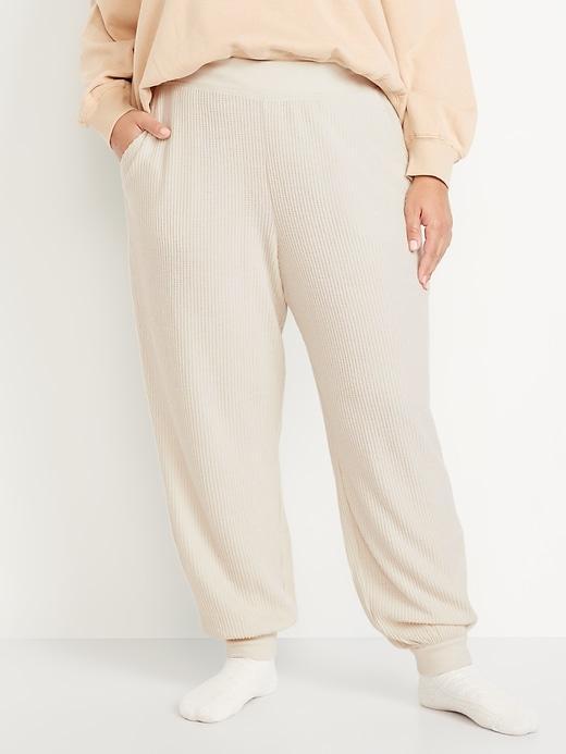 High-Waisted Waffle Lounge Joggers Product Image