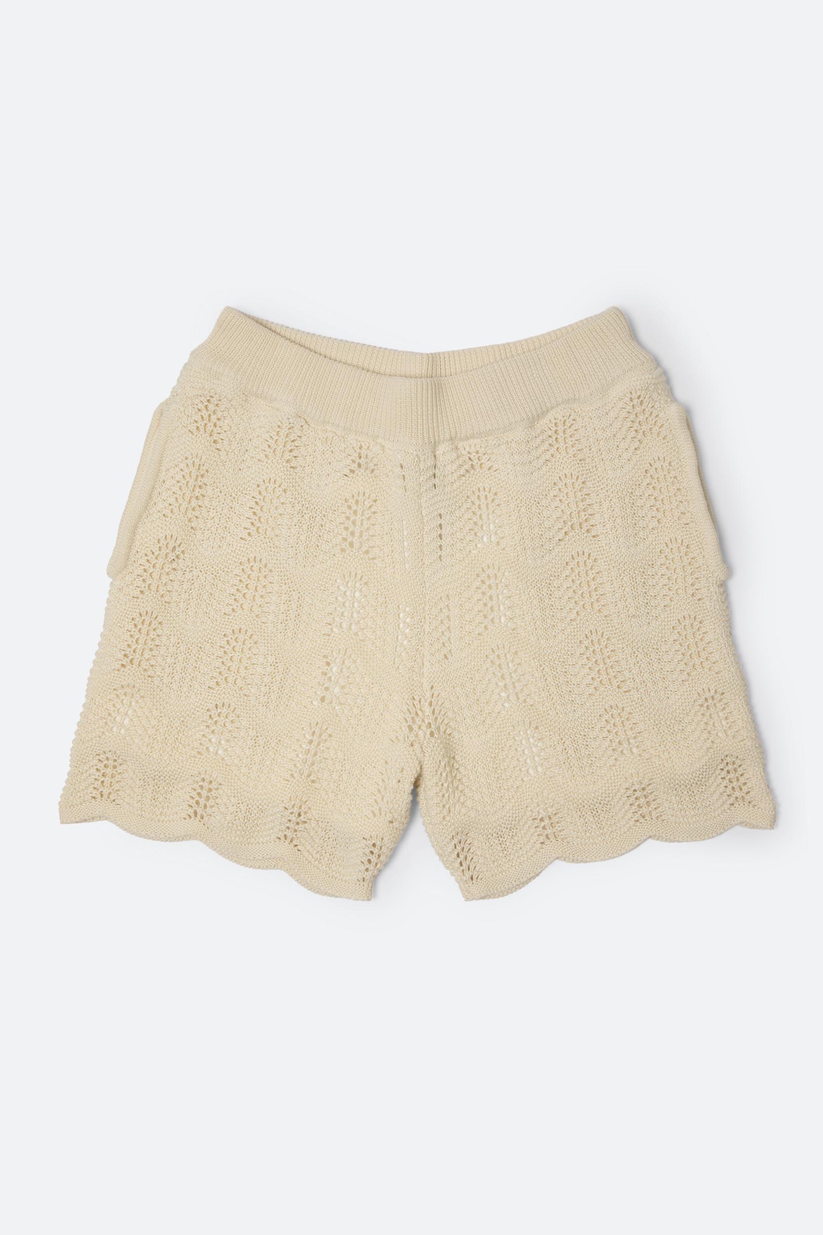 Knitted Wave Shorts - Cream Product Image