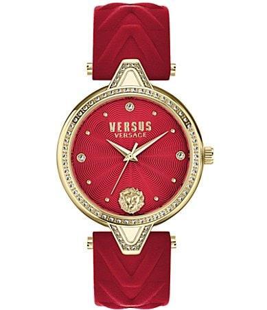 Versace Versus By Versace Womens V Versus Crystal Analog Red Leather Strap Watch Product Image