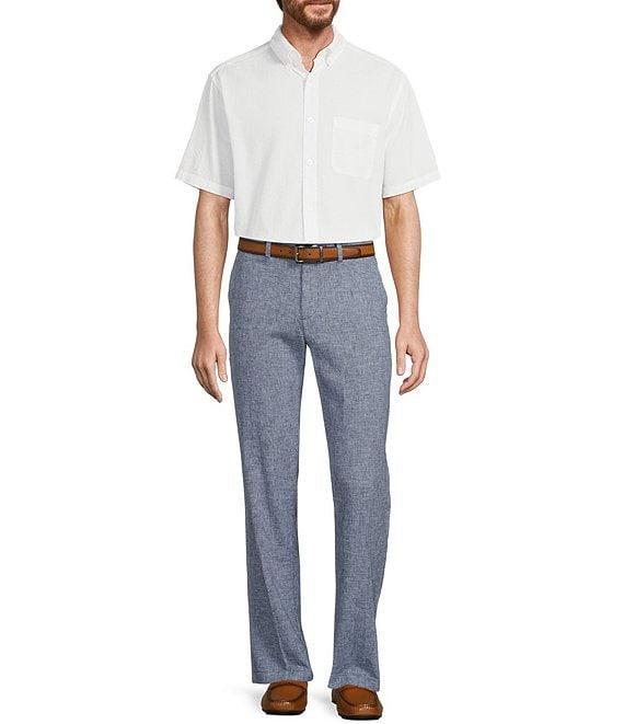 Roundtree & Yorke Andrew Fit Flat Front Linen Chino Pants Product Image