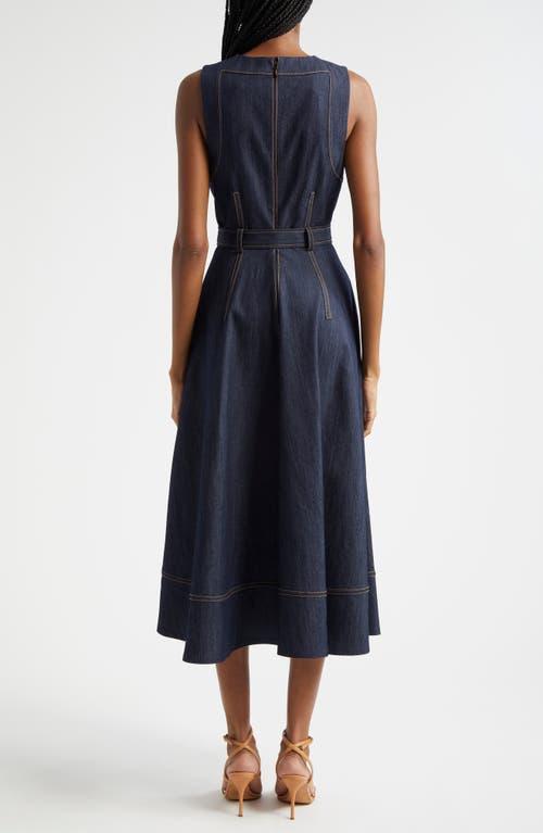 Womens Zelda Denim Belted Midi-Dress Product Image