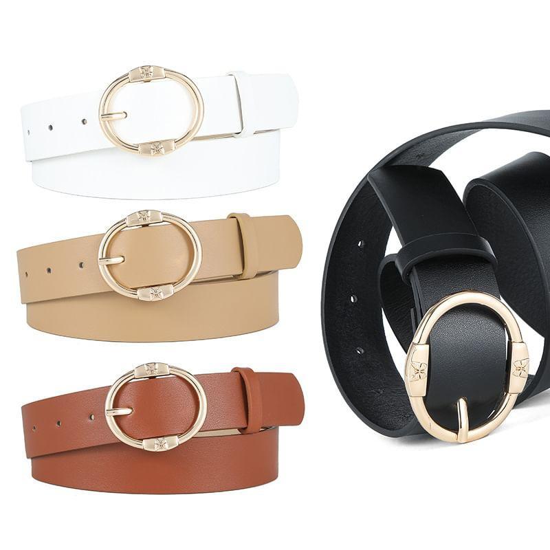 Butterfly Buckled Faux Leather Belt Product Image