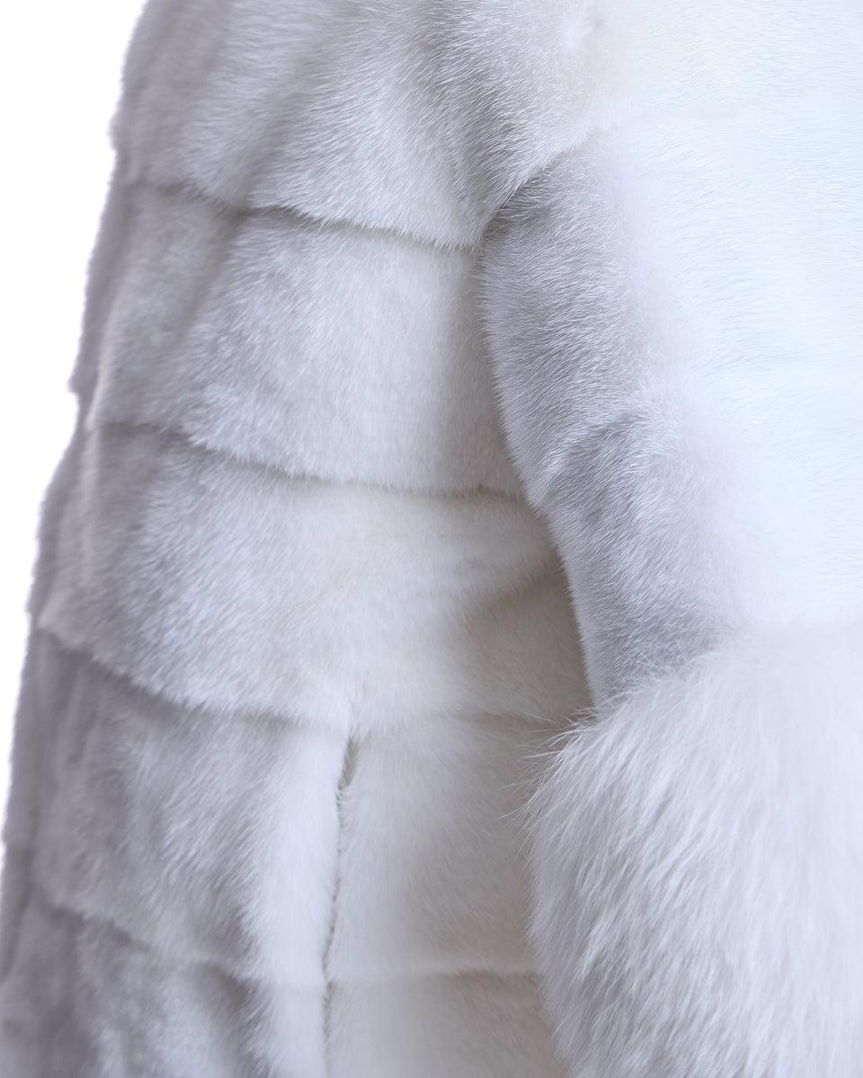 Cropped Mink Jacket with Fox Cuffs Product Image