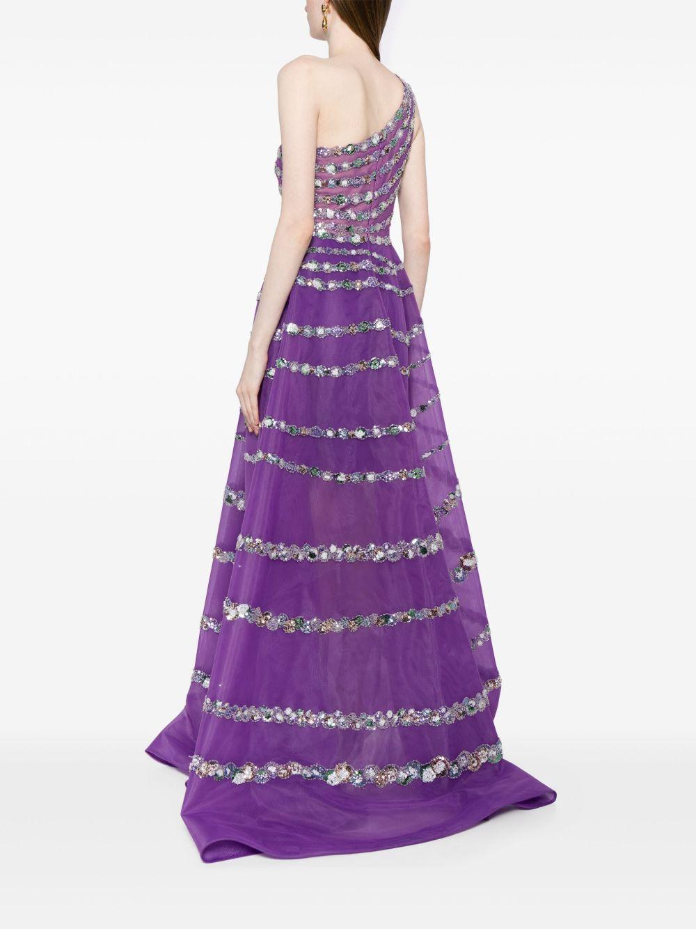 one-shoulder beaded tulle dress Product Image