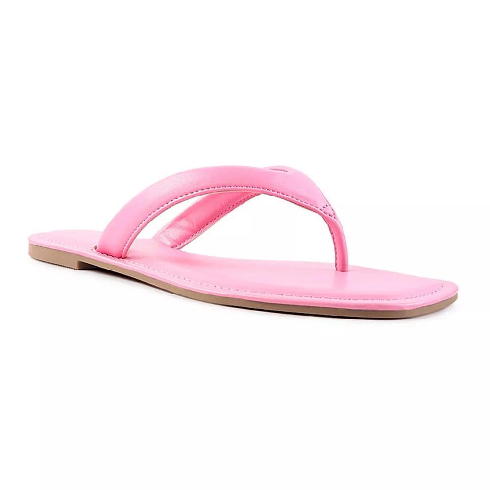 London Rag Women's Rera Square-Toe Thong Slide Sandals, Size: 7, Pink Product Image