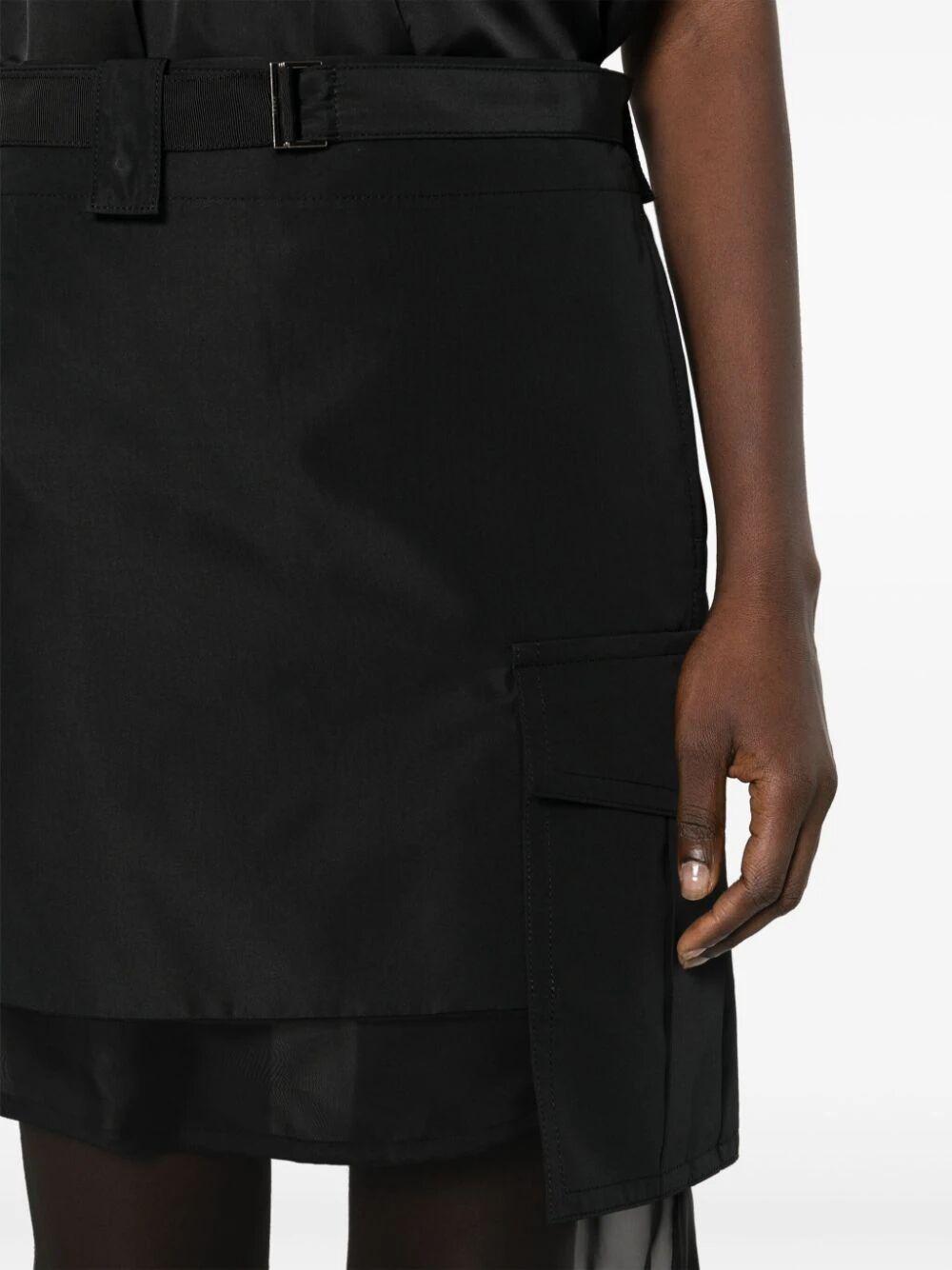 SACAI Fabric Combo Skirt In Black Product Image