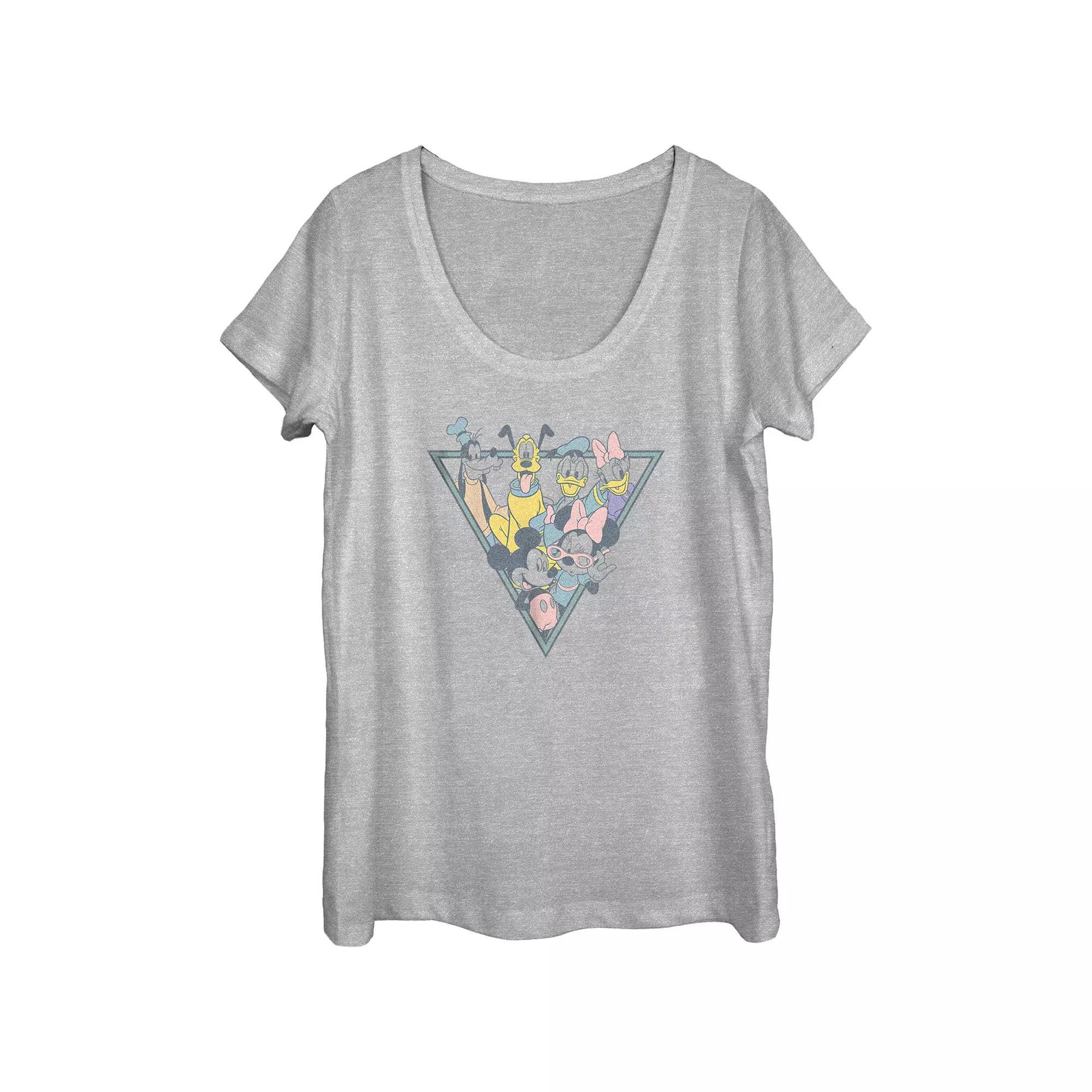 Disney's Mickey Mouse And Friends Colors Popping Scoop Neck Juniors' Graphic Tee, Women's, Size: Large, Athletic Grey Product Image