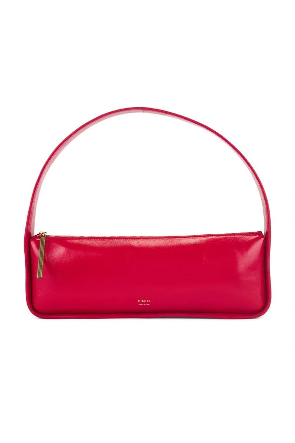 KHAITE Lori Crackle Patent Leather Shoulder Bag In Red Product Image