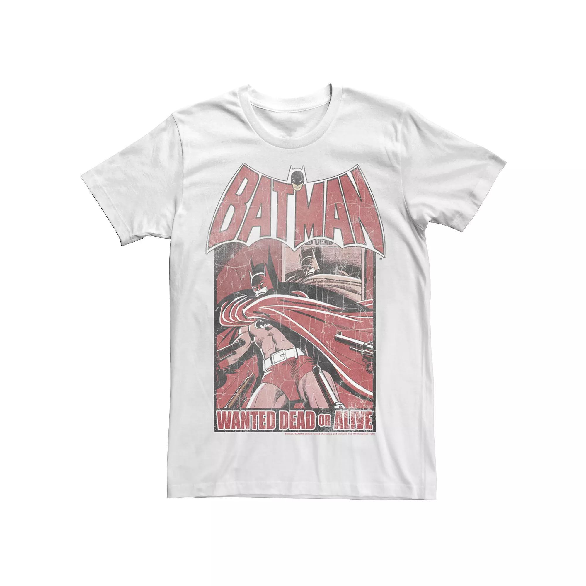 Men's DC Comics Batman Wanted Poster Red Hue Tee, Size: Small, White Product Image