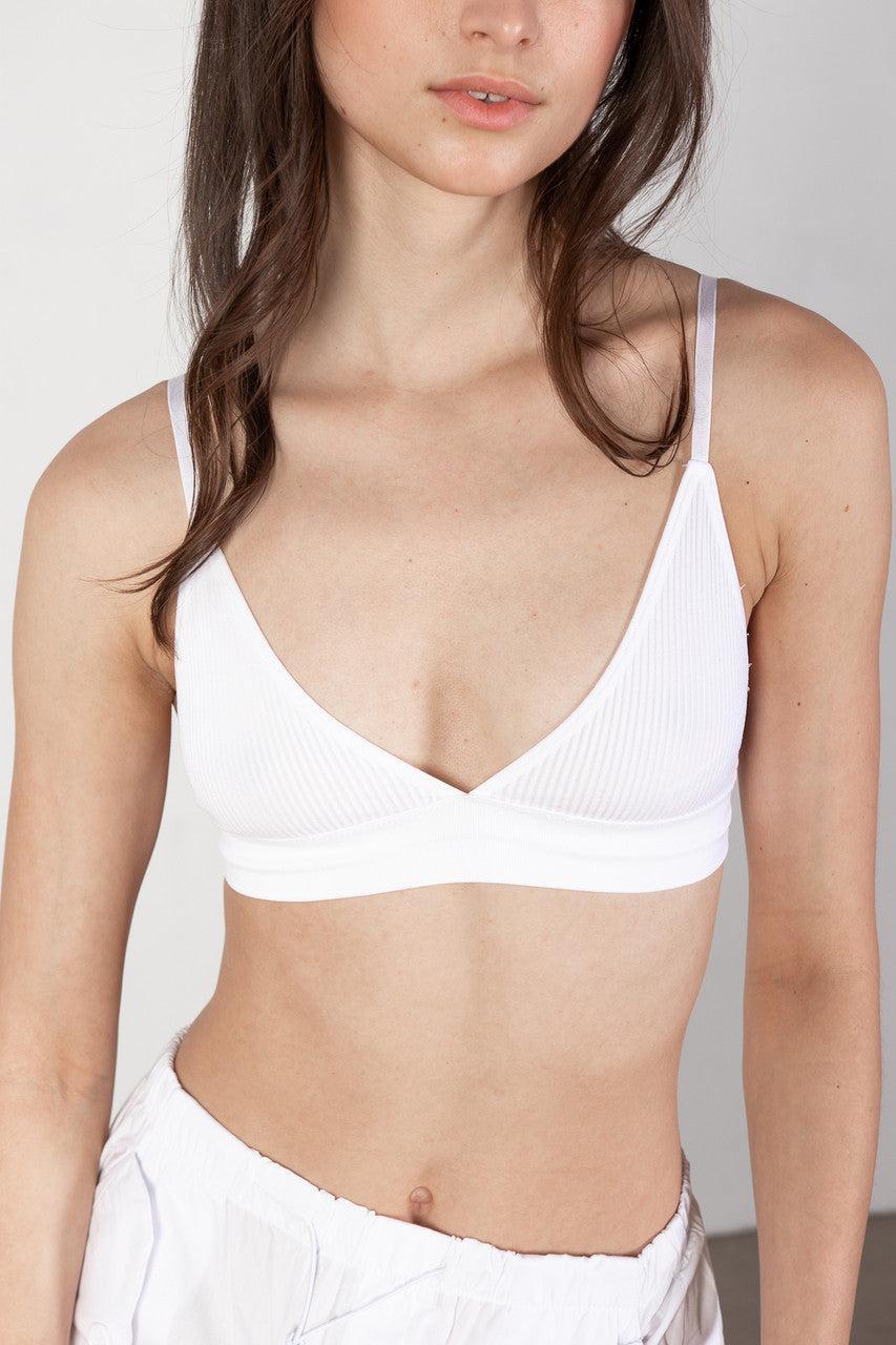 White Wide Rib Bralette Product Image
