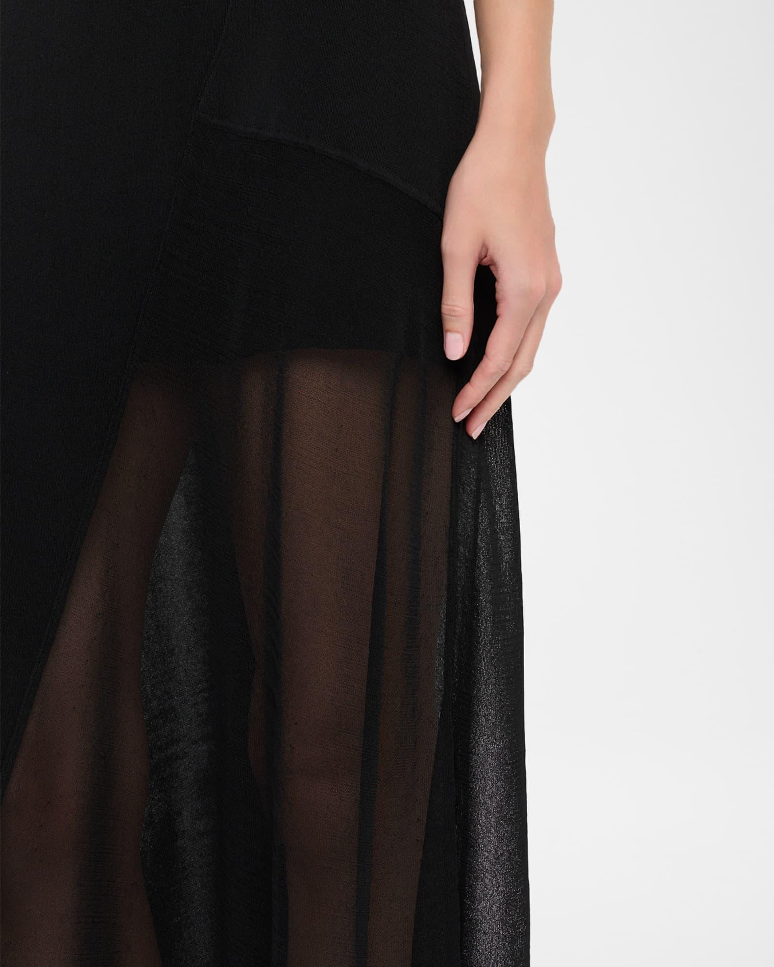 Asymmetric Mesh Knit Midi Dress Product Image