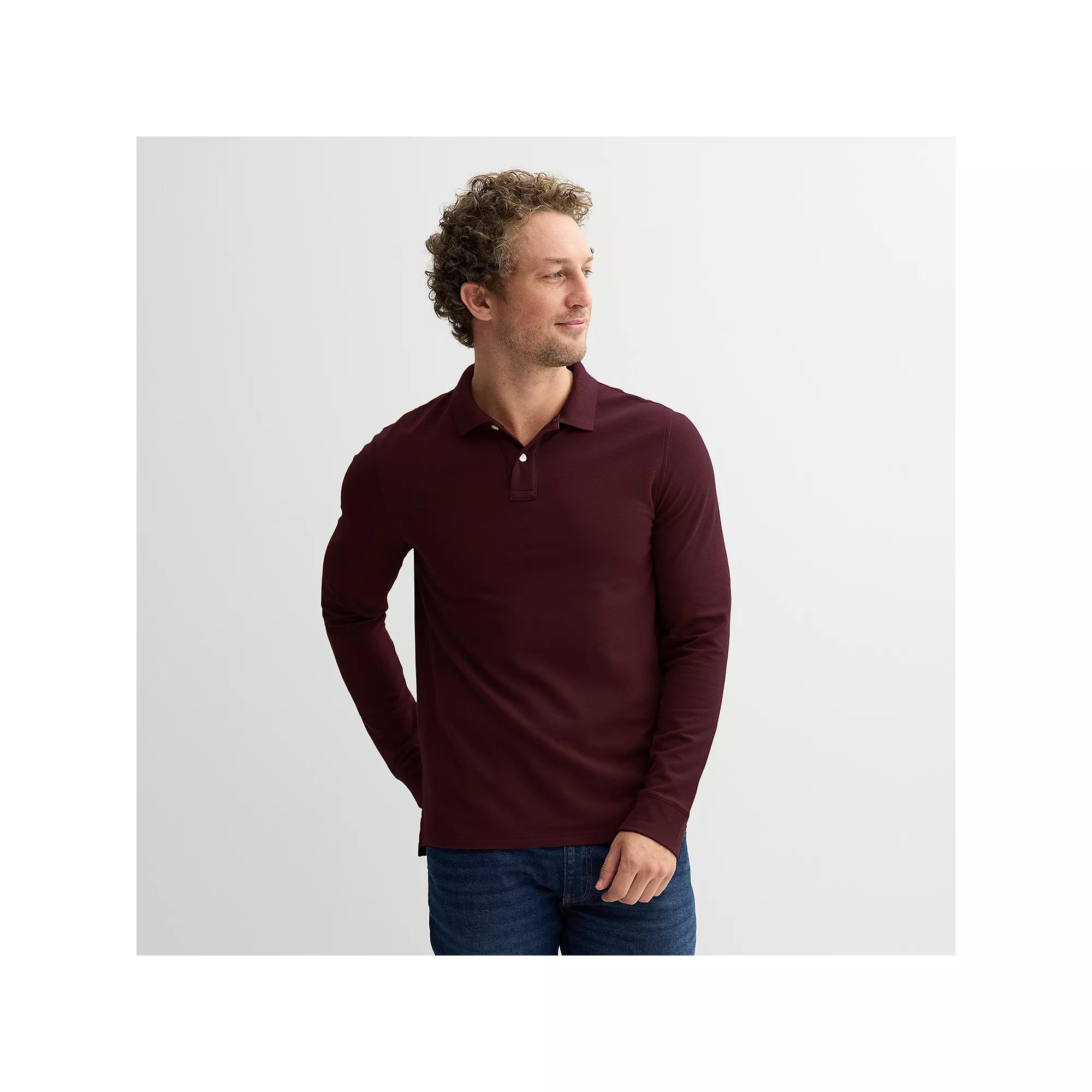 Men's Sonoma Goods For Life® Long Sleeve Pique Polo, Size: Large, Proteus Purple Product Image