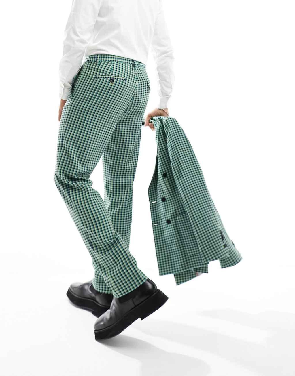 Twisted Tailor morrison check suit pants in green Product Image