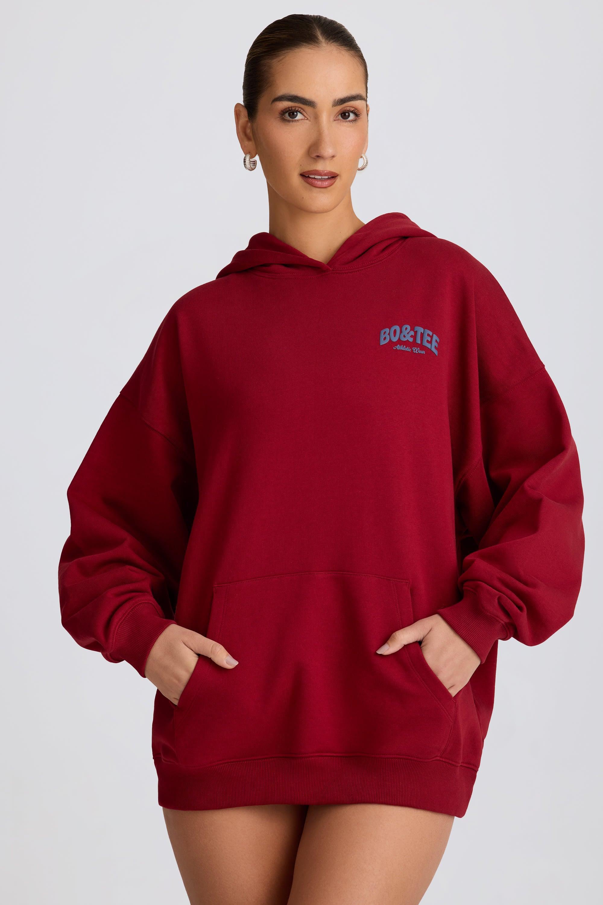 Oversized Hoodie in Burgundy Product Image