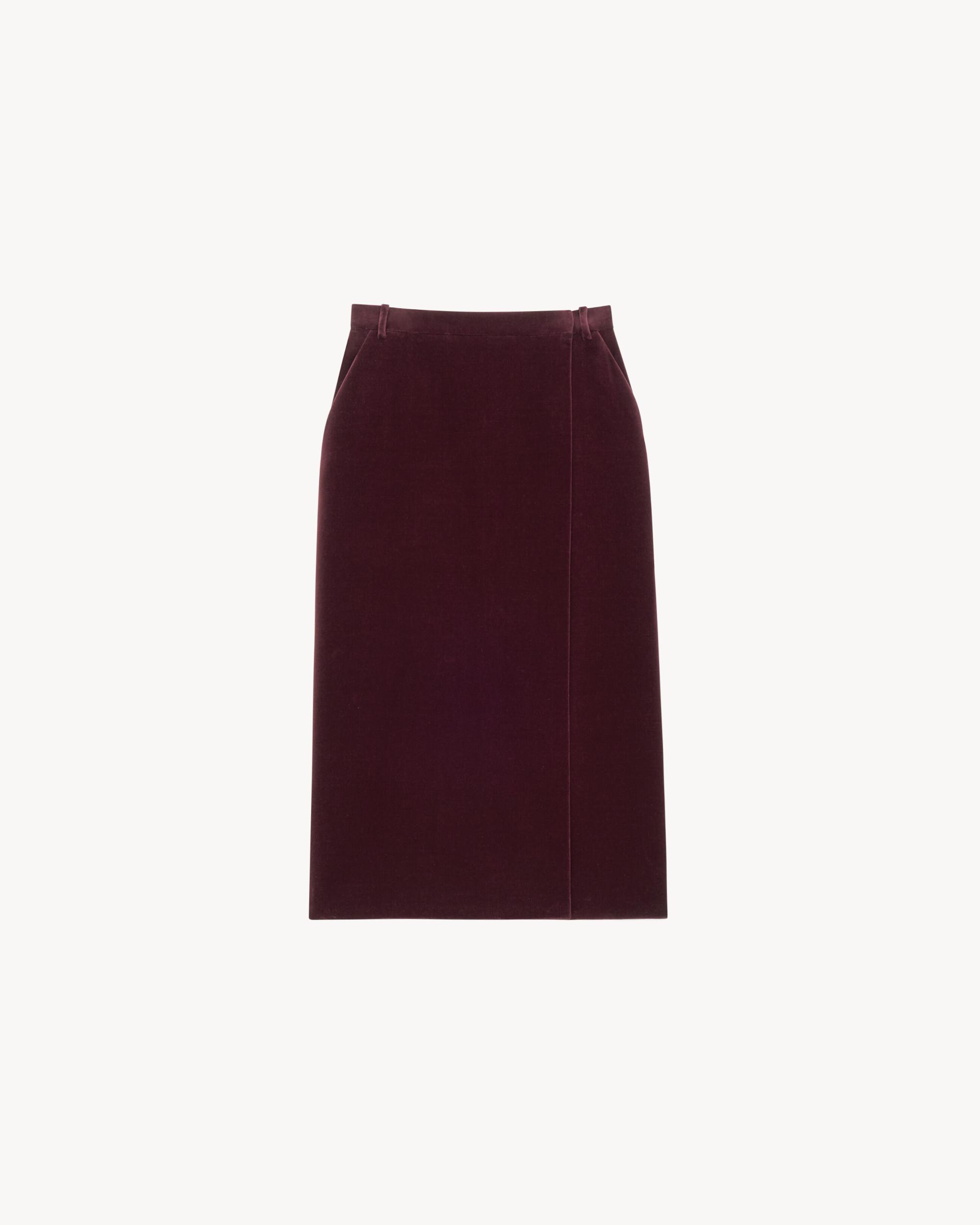 midi wrap skirt in cotton velvet Product Image