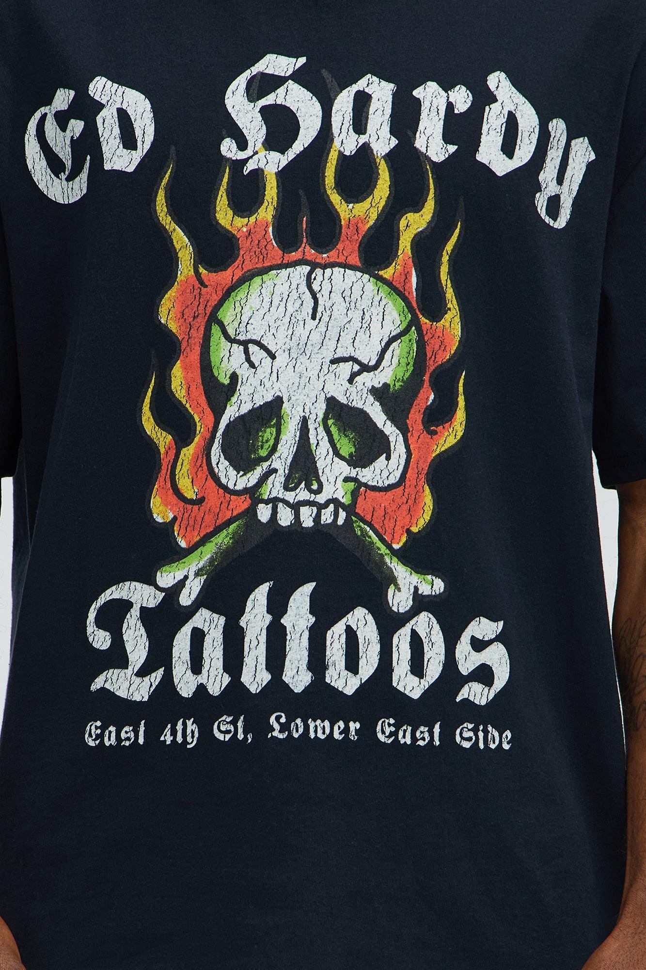 Ed Hardy Tattoos Oversized Short Sleeve Tee - Black Product Image