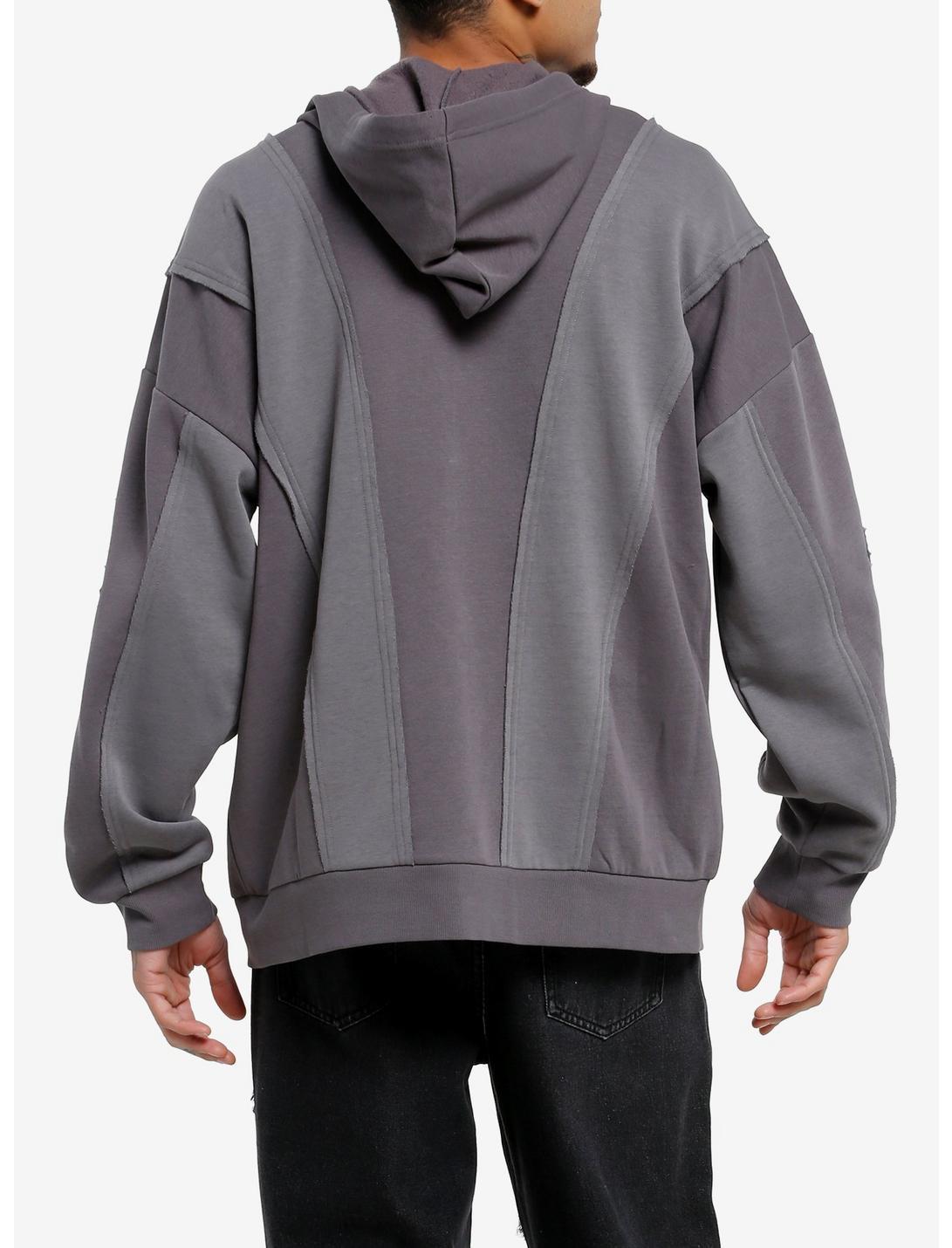 Destroy Grey Paneled Hoodie Product Image