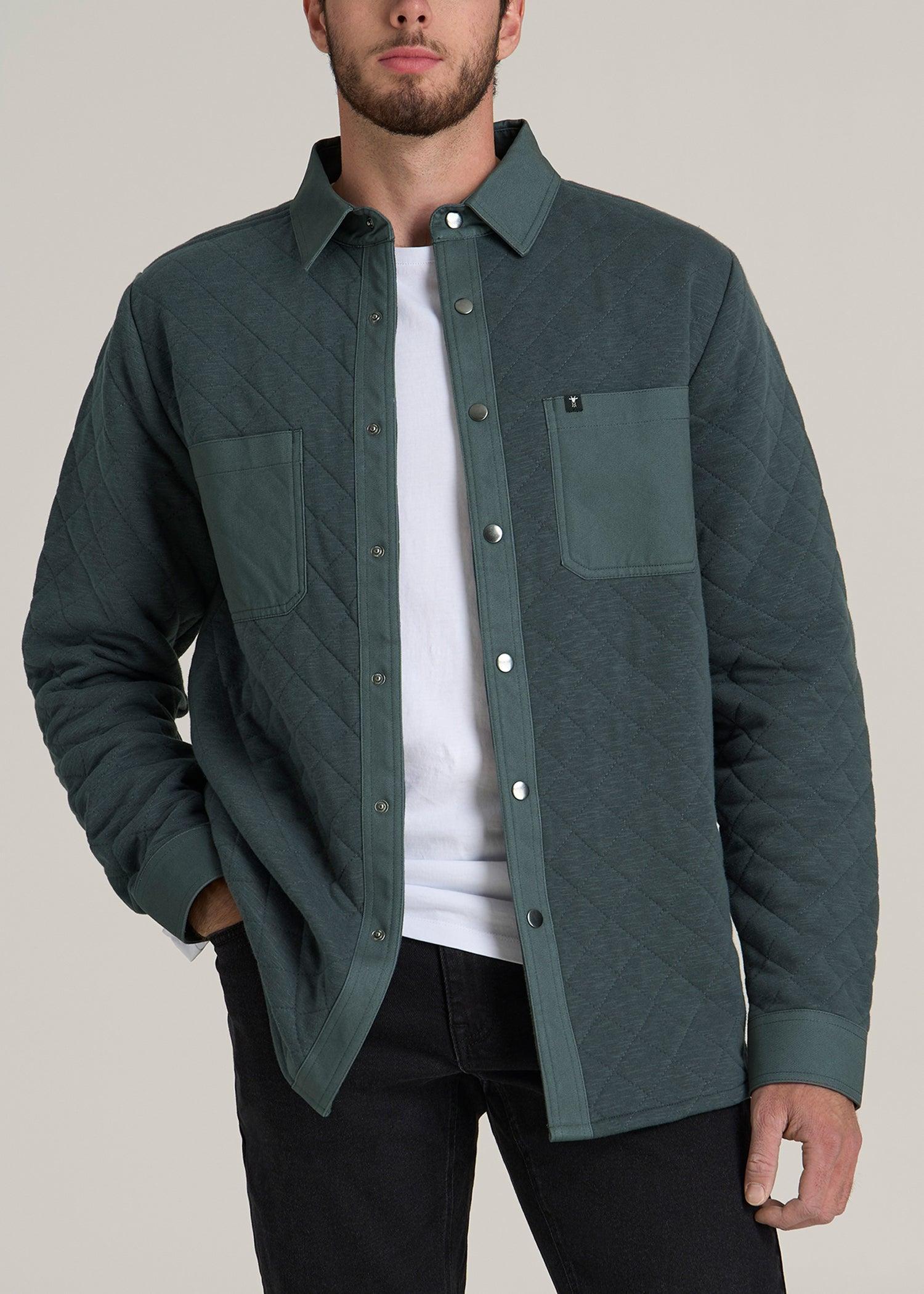 Quilted Shacket for Tall Men in Soft Green Product Image