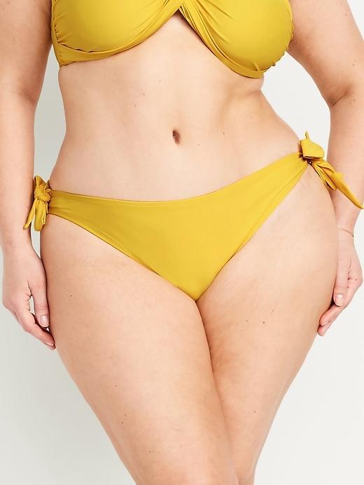 Mid-Rise Side-Tie Bikini Swim Bottoms Product Image