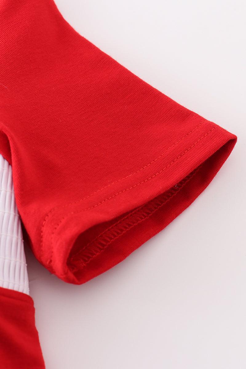 Khaki farm embroidery smocked plaid shorts set Product Image