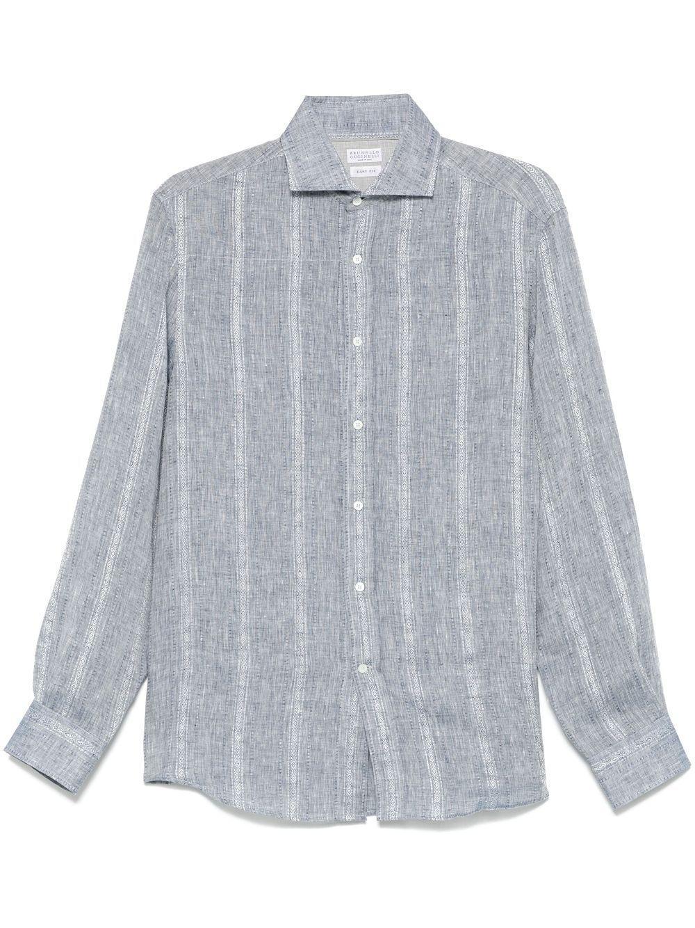 BRUNELLO CUCINELLI Slub-texture Shirt In Gray Product Image