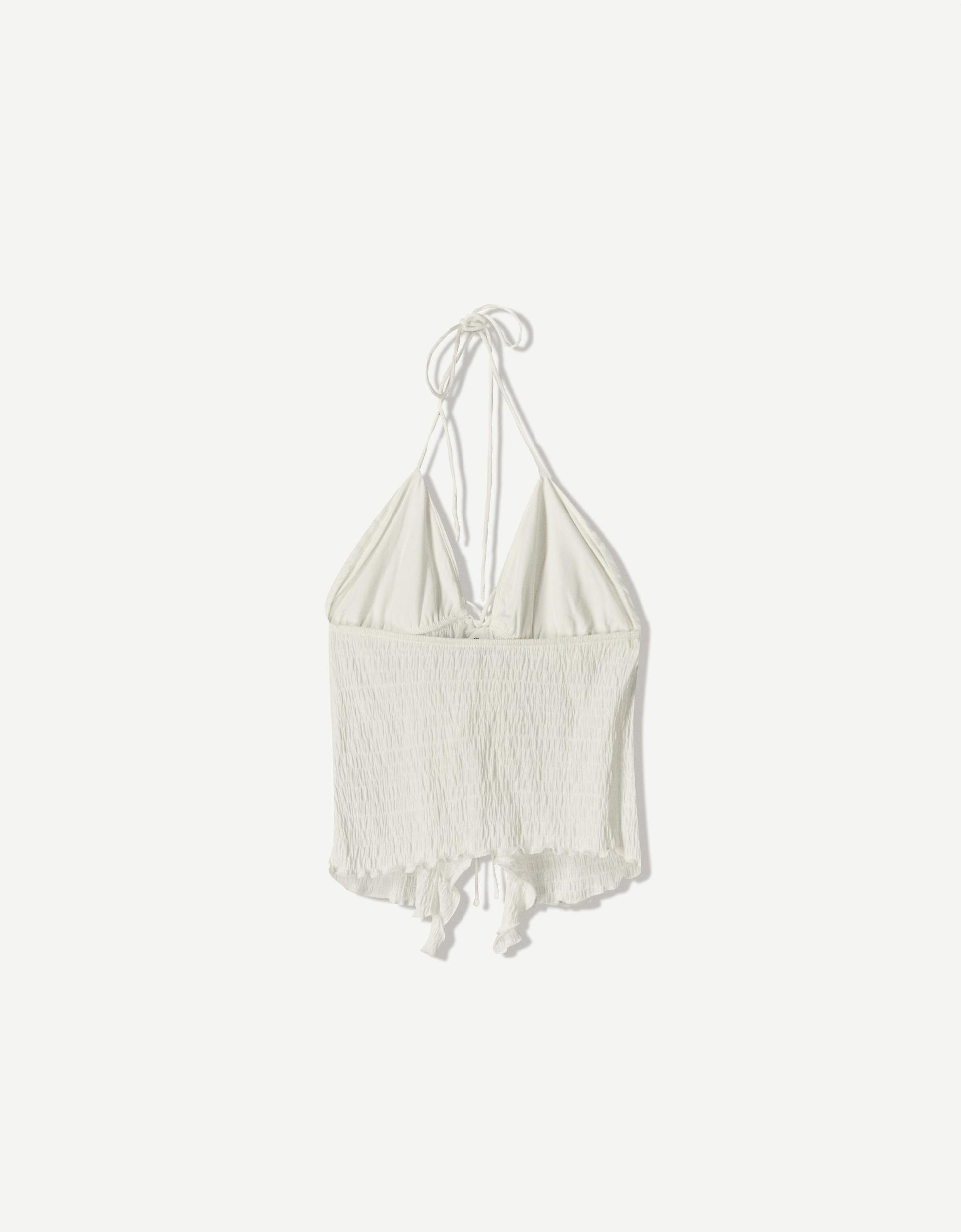 Strappy halter top with ruffles Product Image
