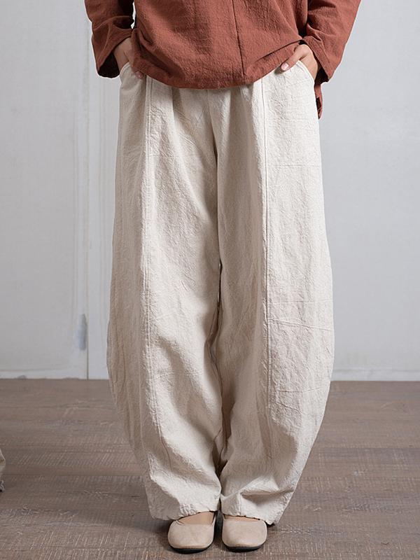 Simple High Waisted Solid Color Wide Leg Pants Product Image