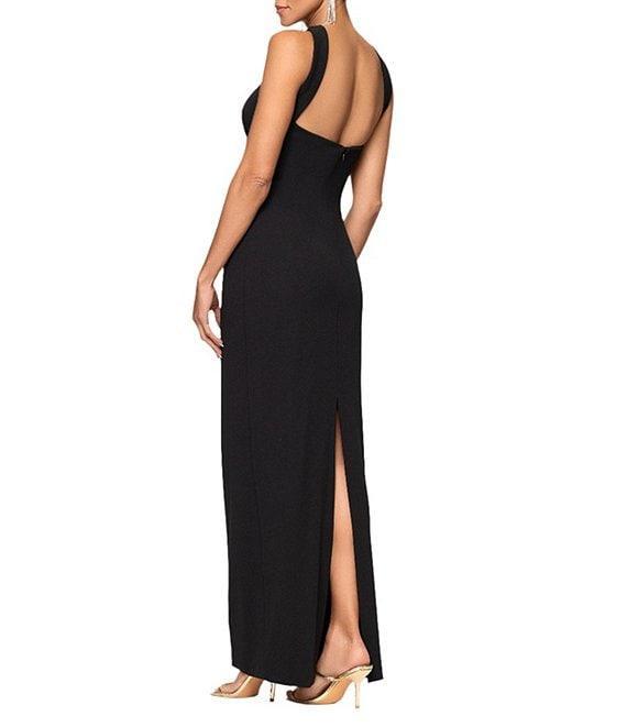 Xscape Halter Scuba Crepe Ruched Sheath Gown Product Image