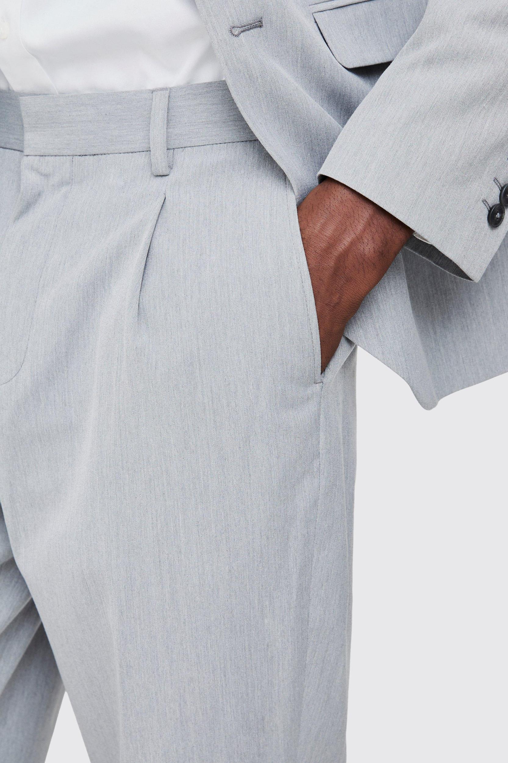 Fixed Waist Pleat Front Tapered Tailored Pants | boohooMAN USA Product Image