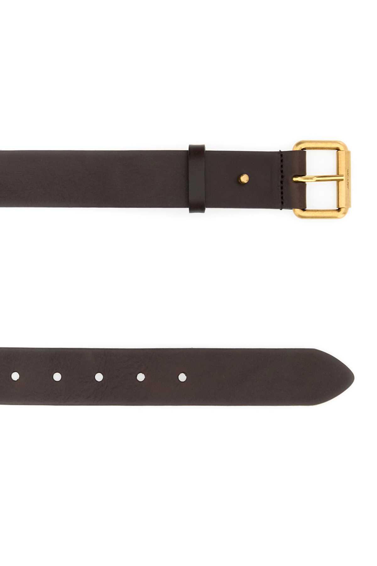 SAINT LAURENT Dark Brown Leather Motorcycle Belt Product Image