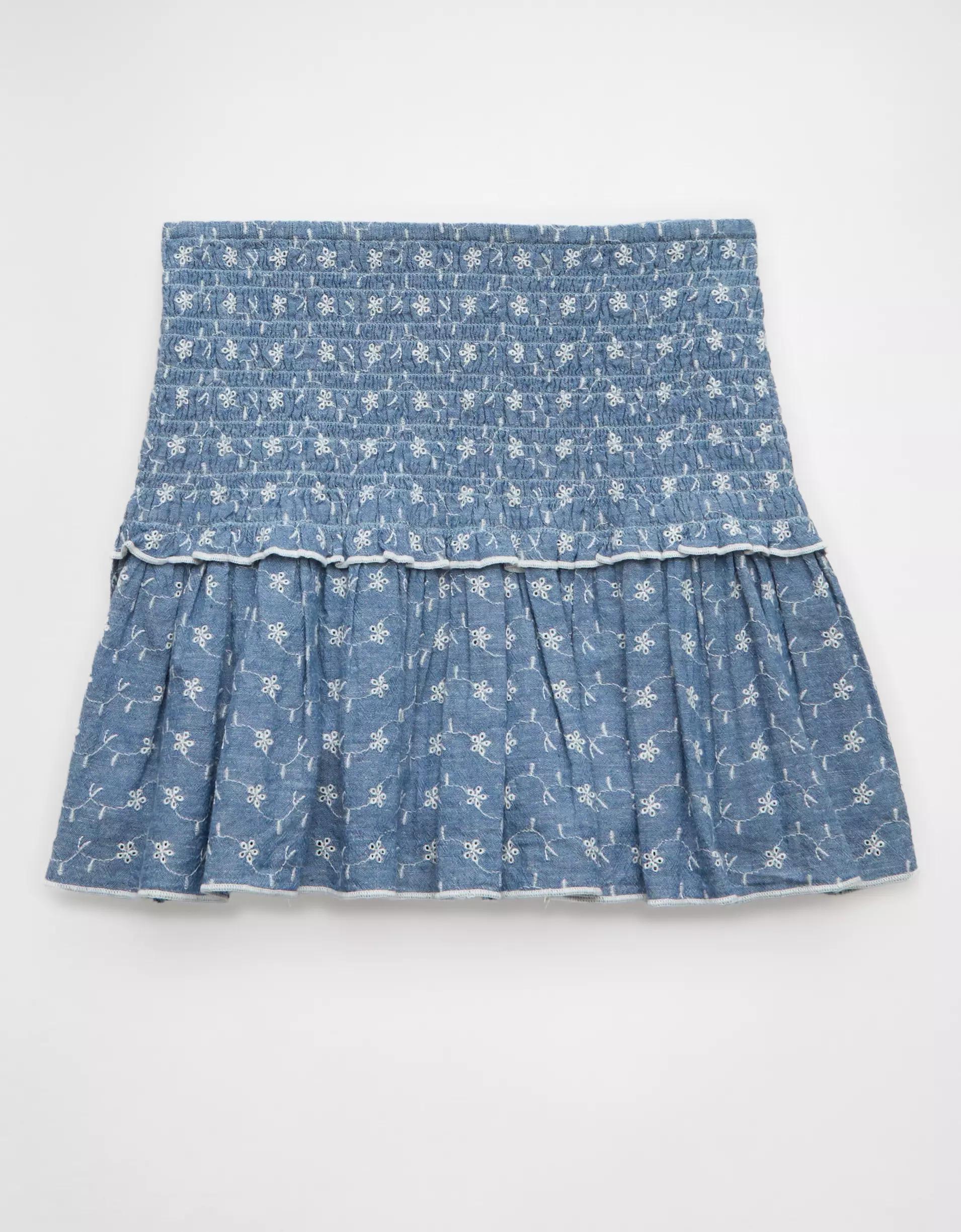 AE High-Waisted Smocked Mini Skirt Product Image