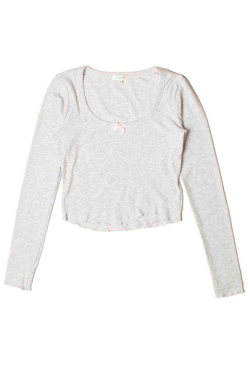 Layered Hem Bow Detail Long Sleeve Top Product Image