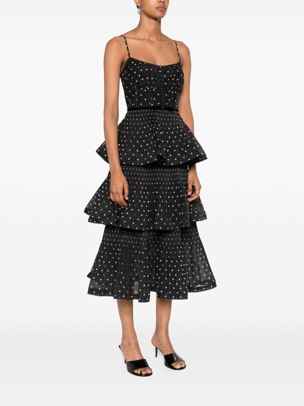 pleated polka-dot midi dress Product Image