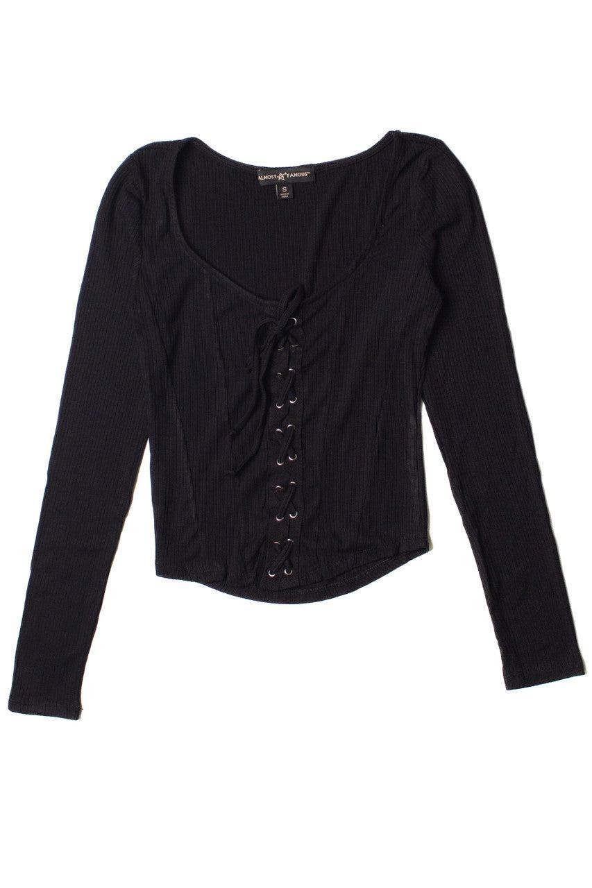 Lace Up Front Long Sleeve Top Product Image