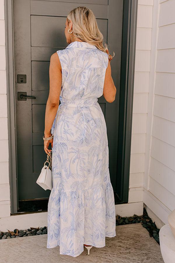 Boardwalk Stroll Floral Maxi Dress in Sky Blue Product Image